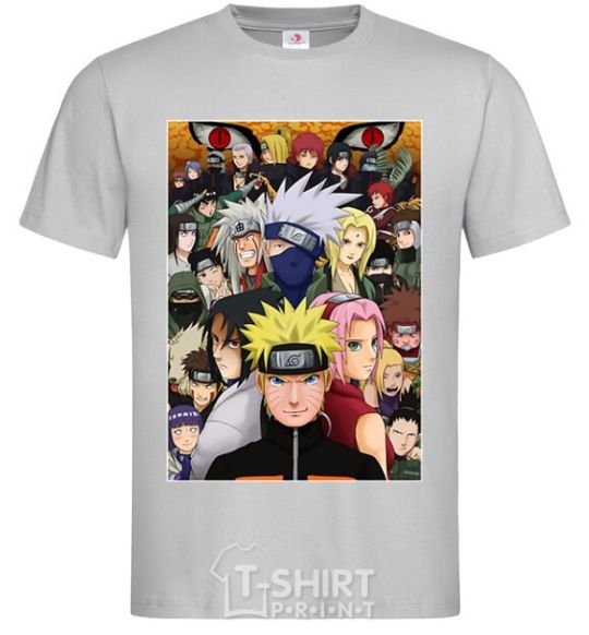 Men's T-Shirt Anime Naruto characters grey фото