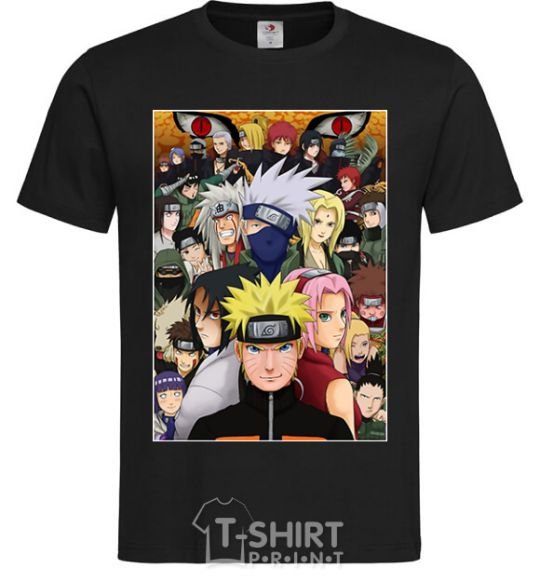 Men's T-Shirt Anime Naruto characters black фото