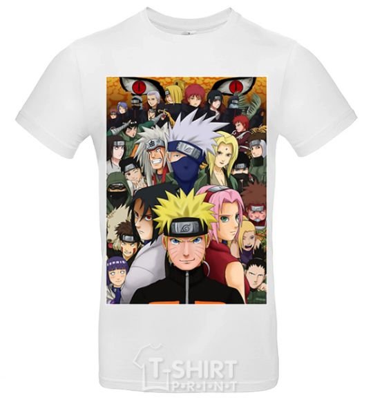 Men's T-Shirt Anime Naruto characters White фото