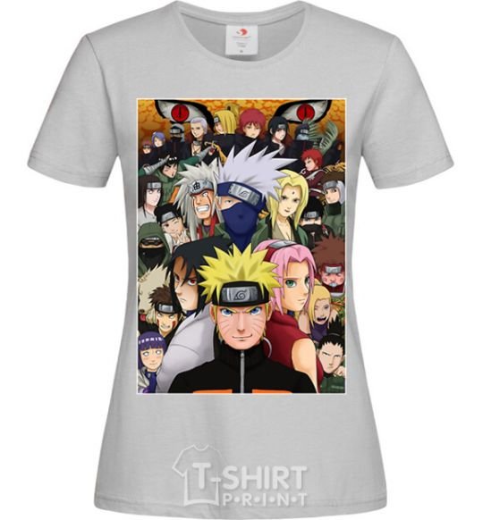 Women's T-shirt Anime Naruto characters grey фото