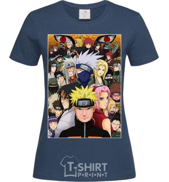 Women's T-shirt Anime Naruto characters navy-blue фото