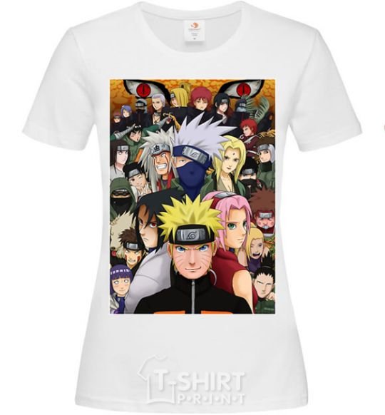 Women's T-shirt Anime Naruto characters White фото