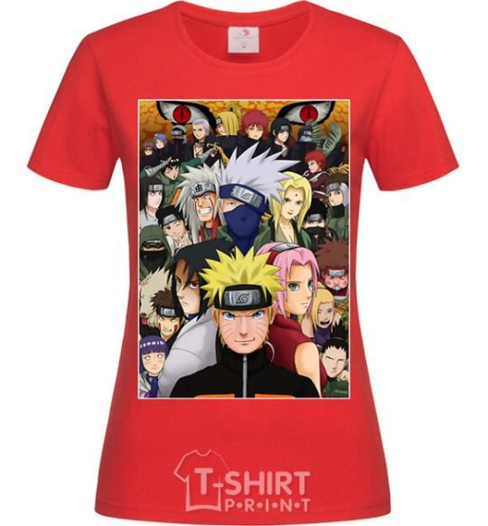 Women's T-shirt Anime Naruto characters red фото