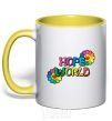 Mug with a colored handle Hope world yellow фото