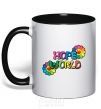 Mug with a colored handle Hope world black фото