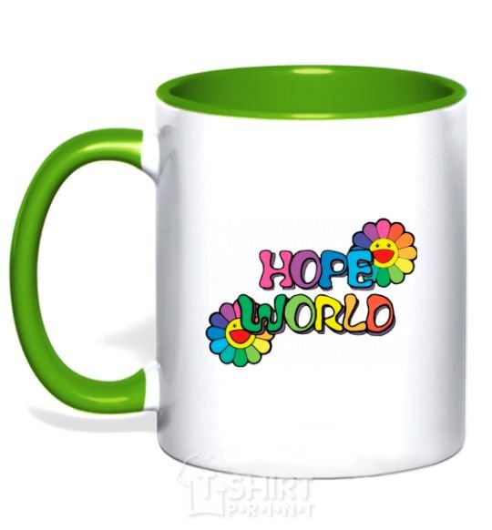 Mug with a colored handle Hope world kelly-green фото