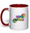 Mug with a colored handle Hope world red фото