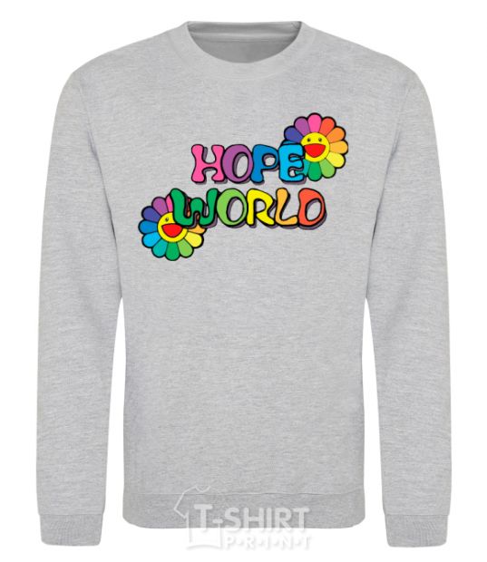 Свитшот Hope world Серый меланж фото