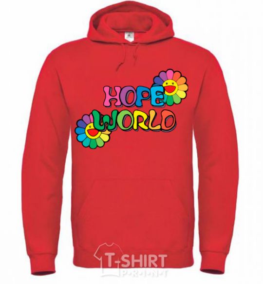 Men`s hoodie Hope world bright-red фото