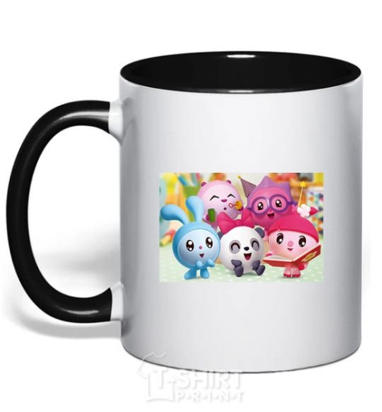 Mug with a colored handle Babysharks black фото