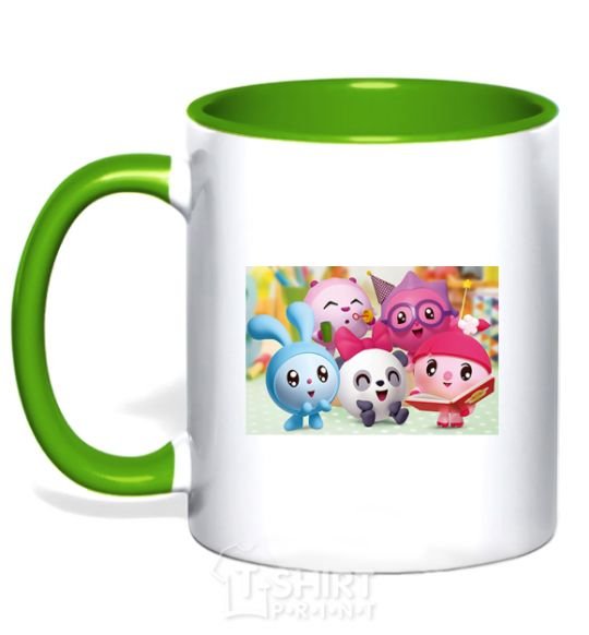 Mug with a colored handle Babysharks kelly-green фото