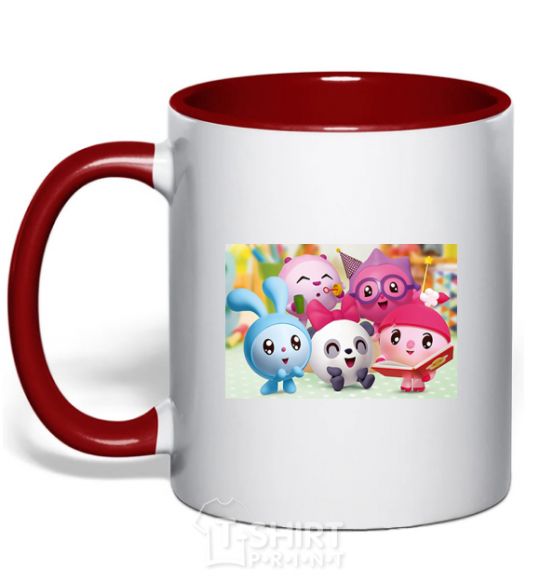 Mug with a colored handle Babysharks red фото