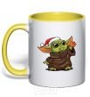 Mug with a colored handle Yoda baby and tangerine yellow фото
