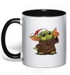 Mug with a colored handle Yoda baby and tangerine black фото