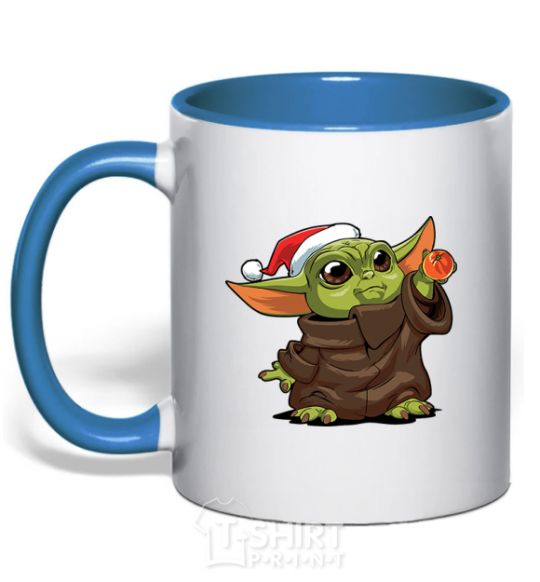 Mug with a colored handle Yoda baby and tangerine royal-blue фото