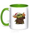 Mug with a colored handle Yoda baby and tangerine kelly-green фото