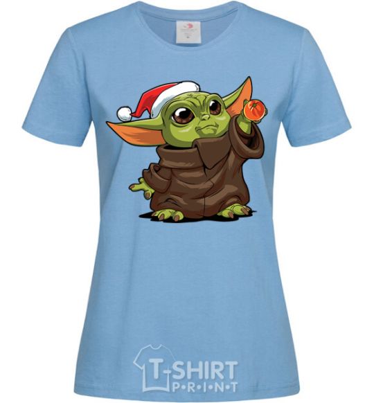 Women's T-shirt Yoda baby and tangerine sky-blue фото