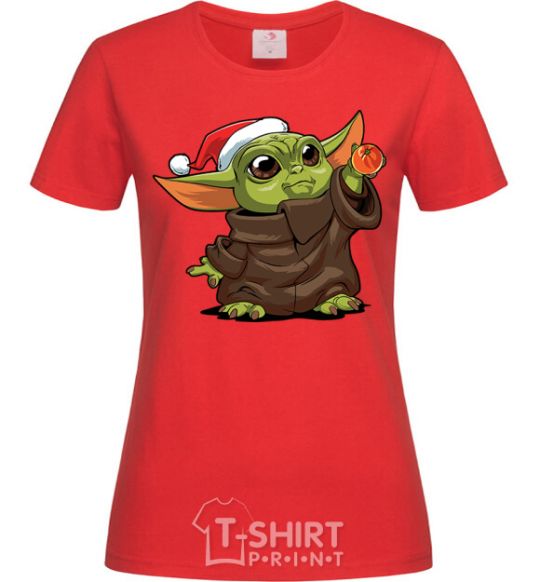 Women's T-shirt Yoda baby and tangerine red фото