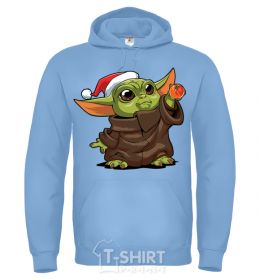 Men`s hoodie Yoda baby and tangerine sky-blue фото