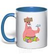 Mug with a colored handle Patrick and the nails royal-blue фото