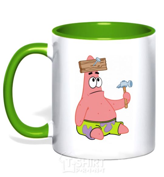 Mug with a colored handle Patrick and the nails kelly-green фото