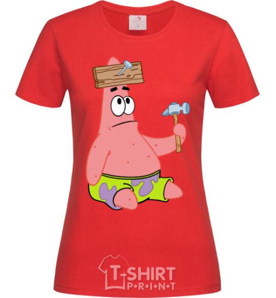 Women's T-shirt Patrick and the nails red фото