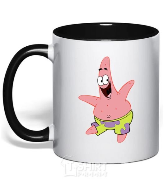 Mug with a colored handle Patrick dances black фото