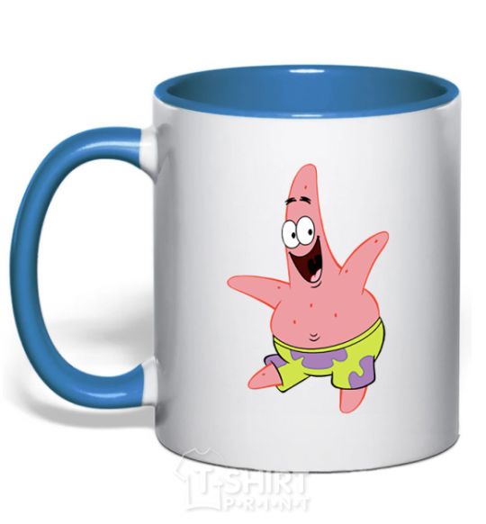 Mug with a colored handle Patrick dances royal-blue фото