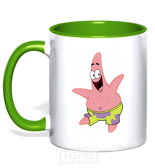 Mug with a colored handle Patrick dances kelly-green фото