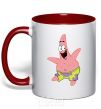 Mug with a colored handle Patrick dances red фото