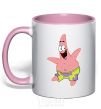 Mug with a colored handle Patrick dances light-pink фото