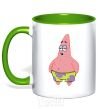 Mug with a colored handle Patrick salivating kelly-green фото