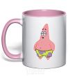 Mug with a colored handle Patrick salivating light-pink фото