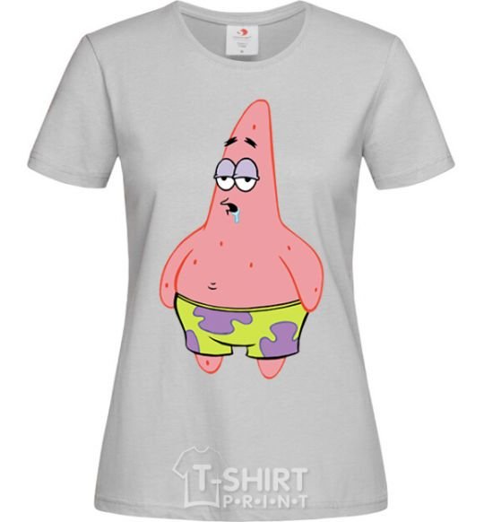 Women's T-shirt Patrick salivating grey фото