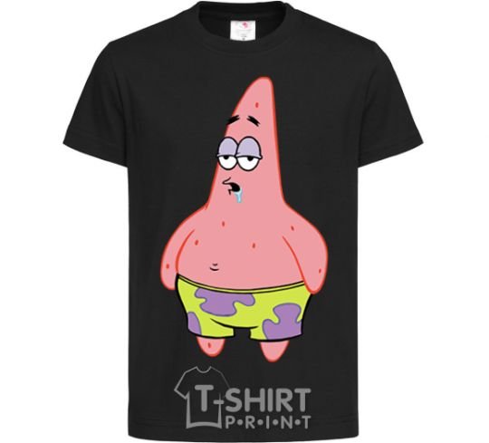 Kids T-shirt Patrick salivating black фото