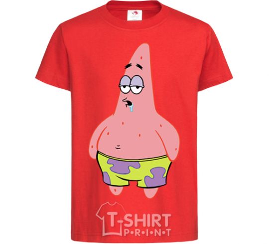 Kids T-shirt Patrick salivating red фото