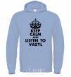 Men`s hoodie Listen to Vasyl sky-blue фото