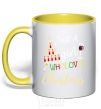 Mug with a colored handle Just a girl who loves christmas yellow фото
