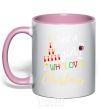 Mug with a colored handle Just a girl who loves christmas light-pink фото