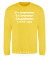 Sweatshirt I write code yellow фото