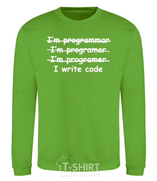 Sweatshirt I write code orchid-green фото