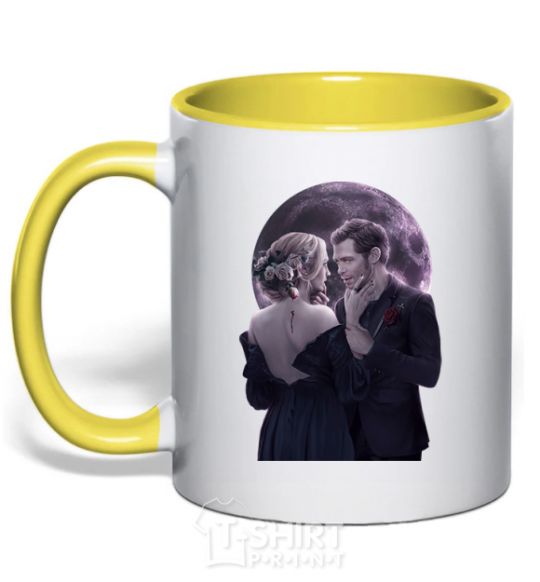 Mug with a colored handle The Vampire Diaries yellow фото