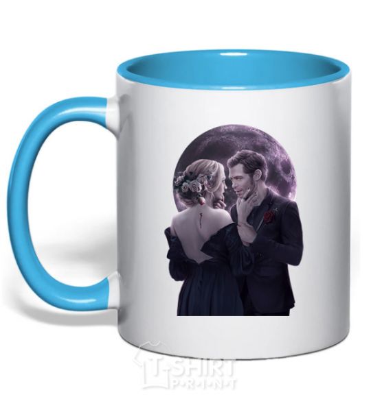 Mug with a colored handle The Vampire Diaries sky-blue фото
