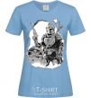 Women's T-shirt Mandaloretz and Yoda sky-blue фото