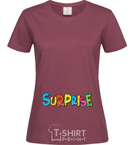 Women's T-shirt Surprise burgundy фото