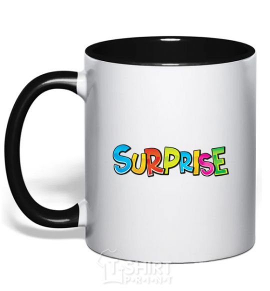 Mug with a colored handle Surprise black фото