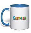 Mug with a colored handle Surprise royal-blue фото