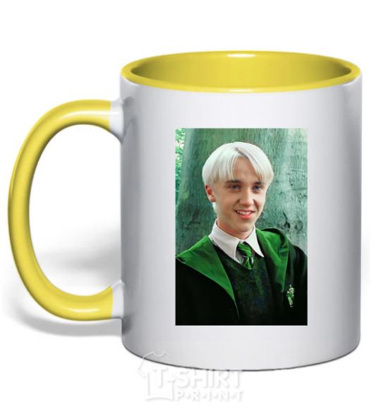 Mug with a colored handle Malfoy in his robes yellow фото