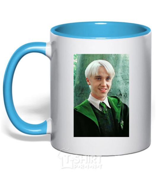 Mug with a colored handle Malfoy in his robes sky-blue фото