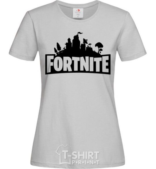 Women's T-shirt Fortnite logo grey фото